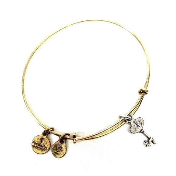 Alex and Ani Swarovski Skeleton Key Charm Bracelet-Gold/Silver 2"- 3.5" - Picture 1 of 2